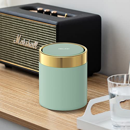 Mbillion Mini Trash Can with Lid, Desktop Small Trash Can Recycling Bin Cute Metal Garbage Can for Tabletop Countertop Use,Stainless Steel 0.4Gal/1.5L Waste Bin for Office Parlor Car Bedroom,Light Green - Image 4
