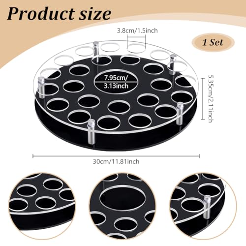 Peacoblue 25 Shot Glass Holder Tray with Heavy Base-Black, Clear Bar Circular Acrylic Cups Tray Holder Organizer with Central Bottle Slot Display Case for Parties, Clubs & Home Bars - Image 2