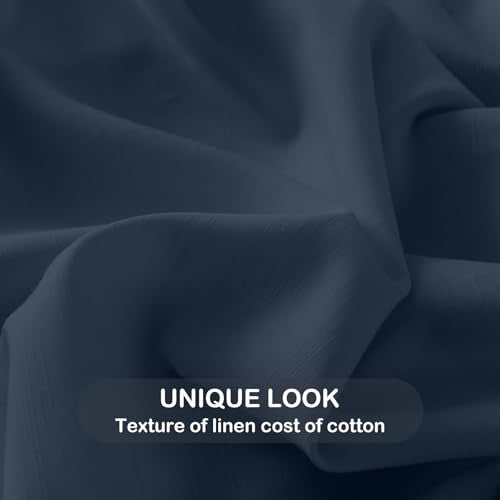 PANDATEX Dusty Blue Linen-Textured Bed Sheets Set, Bamboo Rayon , Cotton , Linen Blend Bed Sheets Queen Size, Soft Cool & Breathable for Hot Sleepers,Durable Natural Organic Bed 15'' Deep Pocket - 4 Piece - Image 2