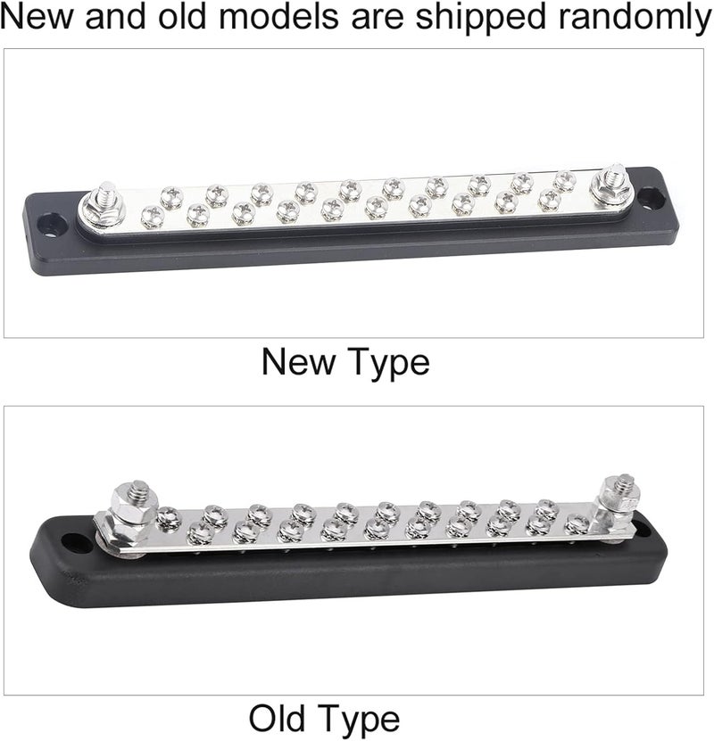 20 Position 2 Stud Bus Bar Electric Terminal Junction Block, AC 130A DC 150A, Silver Black - High Current Brass Strip, Ideal for Trucks and Boats - Image 5