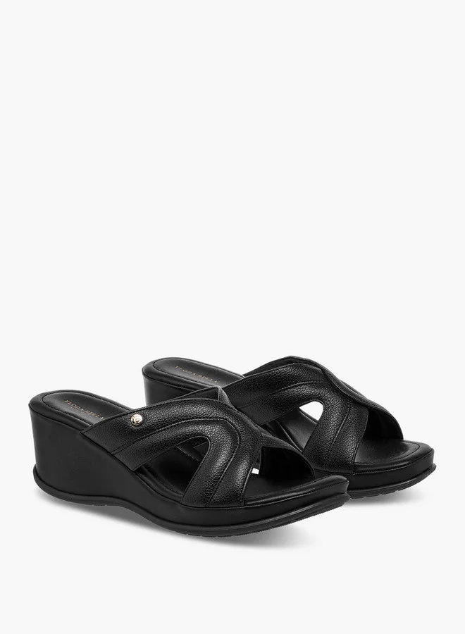 Flora Bella By Shoexpress Cutout Detail Slip-On Sandals with Wedge Heels