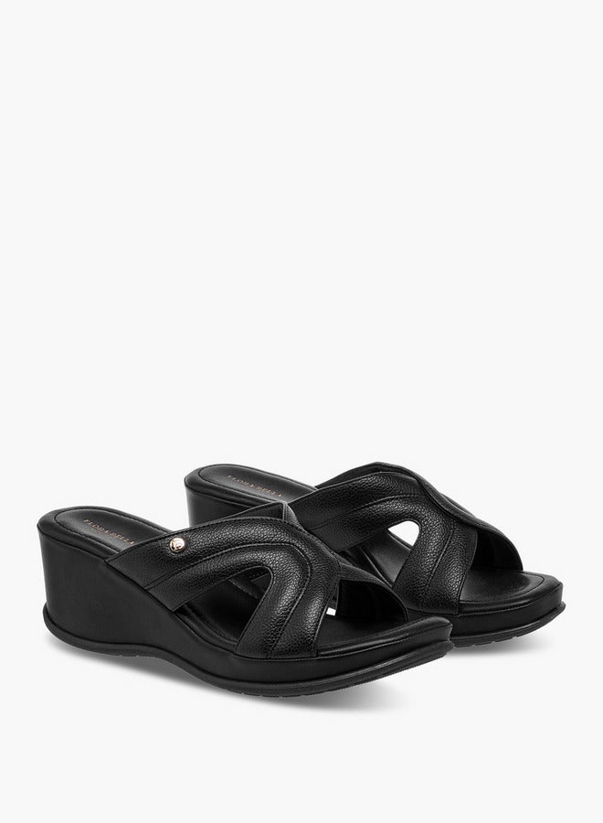 Flora Bella By Shoexpress Cutout Detail Slip-On Sandals with Wedge Heels  - Image 1