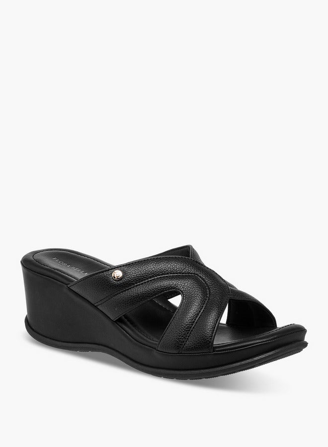 Flora Bella By Shoexpress Cutout Detail Slip-On Sandals with Wedge Heels  - Image 2