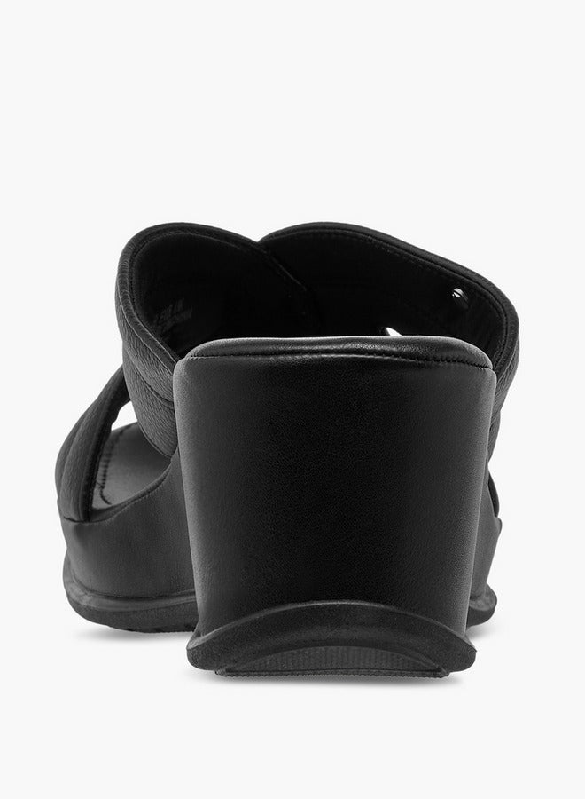 Flora Bella By Shoexpress Cutout Detail Slip-On Sandals with Wedge Heels  - Image 5