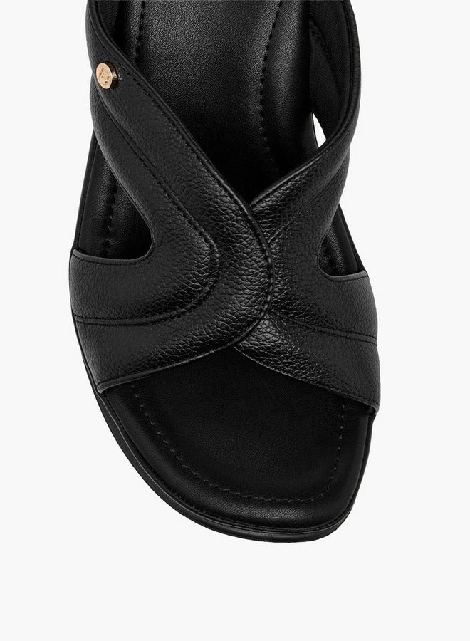 Flora Bella By Shoexpress Cutout Detail Slip-On Sandals with Wedge Heels  - Image 4