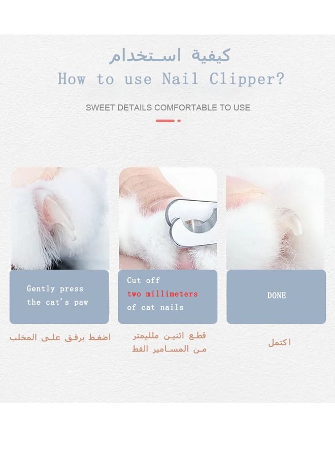 GEDUORIE Cat Hair Brush and Cat Nail Clipper with Nail Filer Kit for Cat Puppy Dog Small Pets Grooming and Shedding Pet Hair Remove Cat Claw Care Scissor Set Oval Cat Brush and Bending Nail Cutter - Image 4