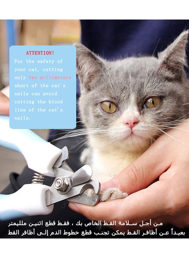 GEDUORIE Cat Hair Brush and Cat Nail Clipper with Nail Filer Kit for Cat Puppy Dog Small Pets Grooming and Shedding Pet Hair Remove Cat Claw Care Scissor Set Oval Cat Brush and Bending Nail Cutter - Image 2