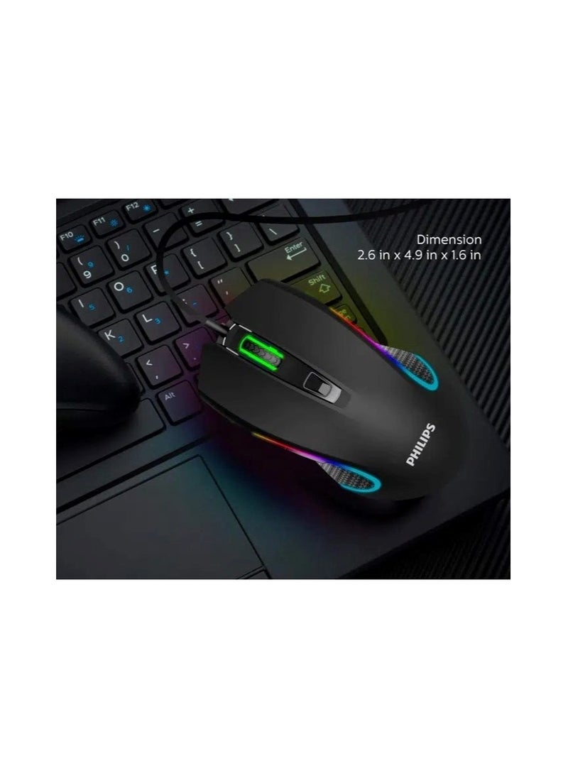 Philips SPK9413 Gaming Mouse 6 Button USB Wired Black
