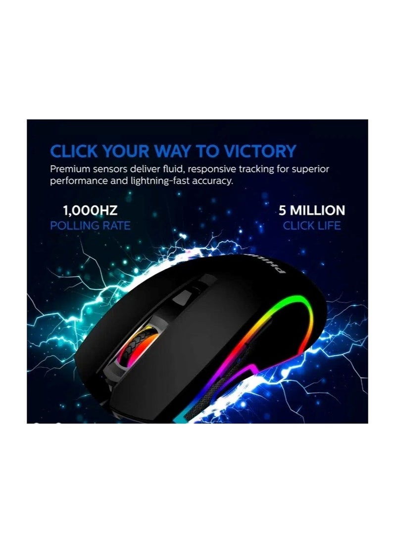 Philips SPK9413 Gaming Mouse 6 Button USB Wired Black