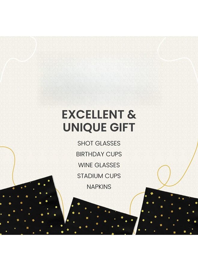 يُسلِّم متجر وايت شوب، 100 منديل ورقي للاستخدام مرة واحدة، منقطة باللونين الأسود والذهبي، لحفلات العشاء والنزهات والكوكتيل وأعياد الميلاد، مستلزمات الزينة، 5 × 5 بوصات - Image 3