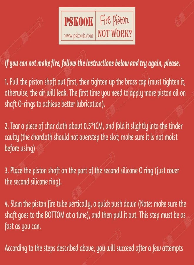 PSKOOK Metal Fire Piston Educational Campers/Survival/Preppers Scientific Lesson - Image 4