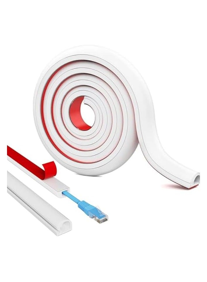 erorex Wall Cord Hider,3m Self-Adhesive Extension Cable Cover for Hide Conceal Cords Along Wall Home and Office Electric Cord Organizer (white, 3m) - Image 1