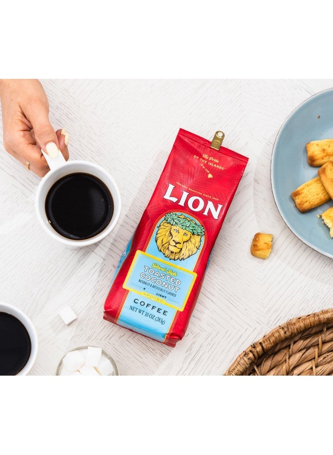 Lion Coffee Lion Coffee, Toasted Coconut Flavor, Light Roast, Pre-Ground, 10 Ounce Bag  - Image 1
