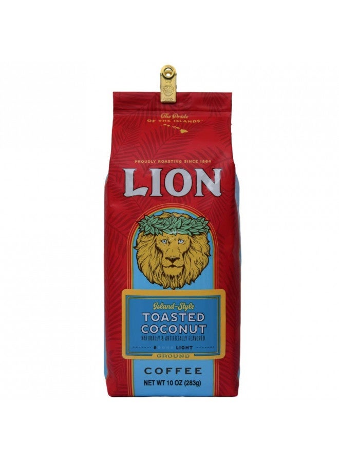 Lion Coffee Lion Coffee, Toasted Coconut Flavor, Light Roast, Pre-Ground, 10 Ounce Bag  - Image 2