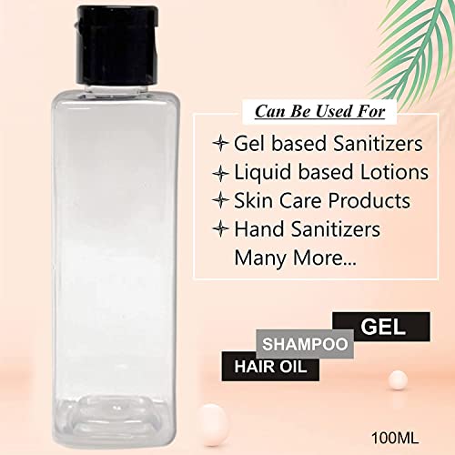 HARRODS Empty Square Clear Plastic Bottles 100ml (Pack of 16) - Refillable Travel Size Cosmetic Travelling Containers Small Leak Proof Squeeze Bottles with Black Flip Cap for Toiletries, Shampoo - Image 5