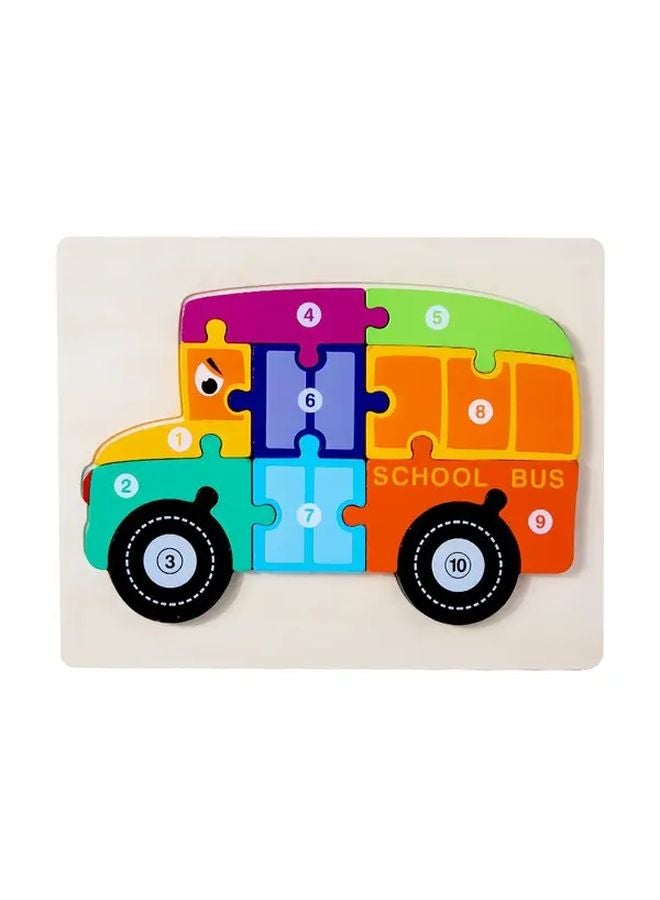 3D Wooden Puzzle School Bus Educational Learning Toy For Kids Birthday Gift - Image 1