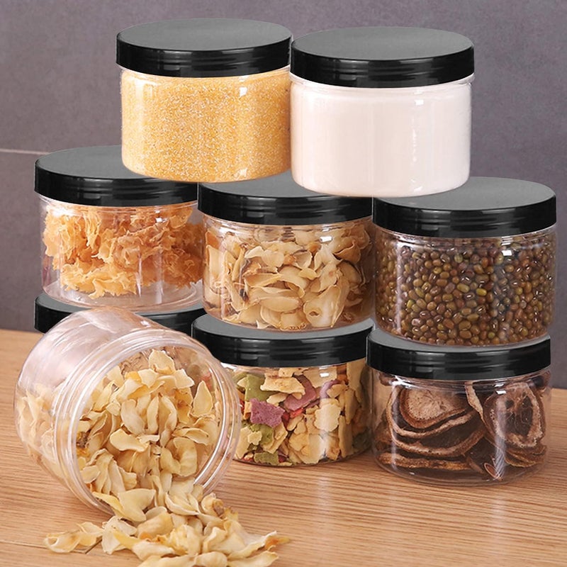 Lainrrew 12 Pcs 8oz Plastic Jars with Lids, Clear Plastic Slime Containers Plastic Round Storage Jars Container Wide Opening Storage Jars for Kitchen, Home, Crafts Storage - Image 3