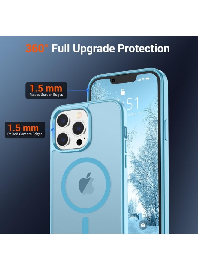 أكاليكس جراب مغناطيسي لهاتف آيفون 13 برو [مقاوم للصدمات ونحيف] غطاء خلفي صلب شفاف غير لامع مع حماية عالية الجودة | أزرق سماوي - Image 2