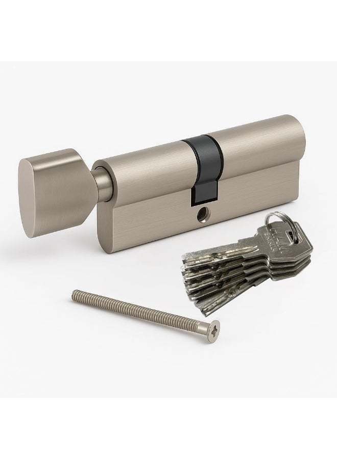 Rubik Door Lock Cylinder 80mm, Double-Sided with 5 Keys & Thumb Turn, Anti-Rust for Wooden and Aluminium Doors  - Image 1