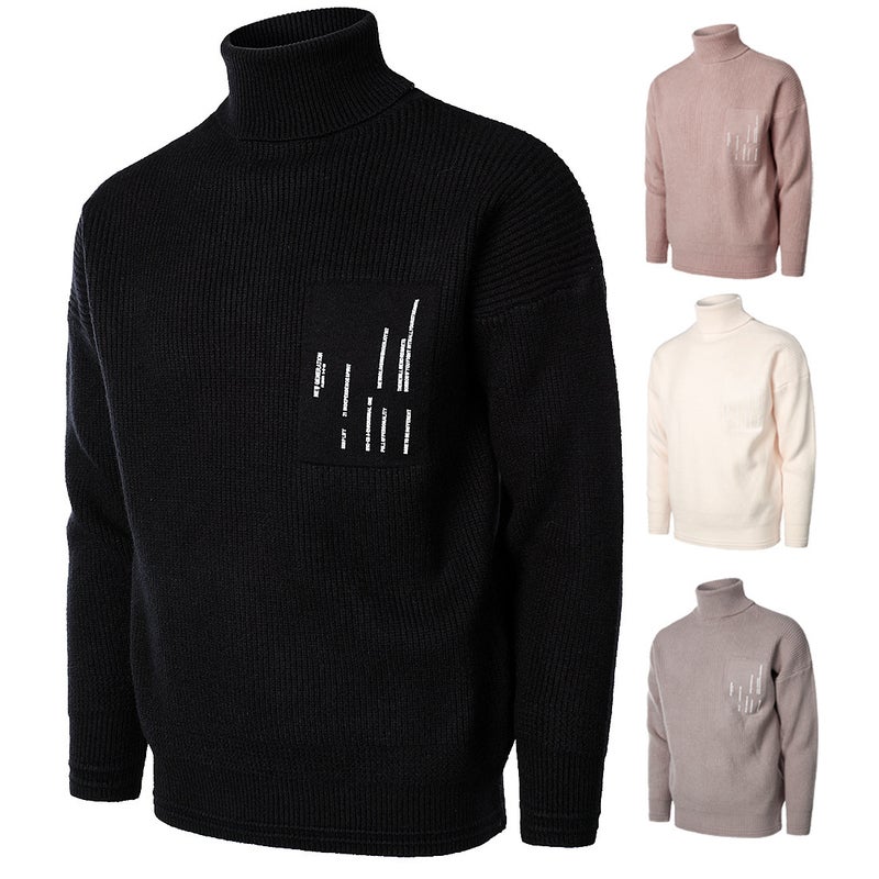 Sweater Men'S 2021 Winter New Youth Loose Men'S Turtleneck Sweater Fashion Base Shirt For Men - Image 3