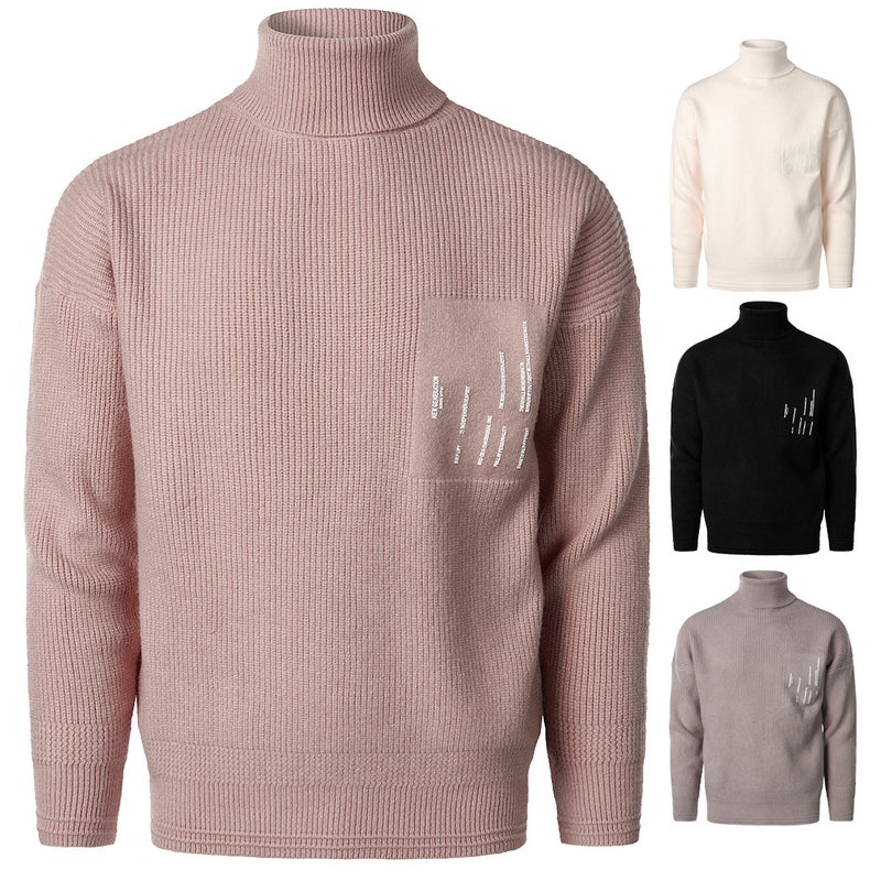 Sweater Men'S 2021 Winter New Youth Loose Men'S Turtleneck Sweater Fashion Base Shirt For Men - Image 2
