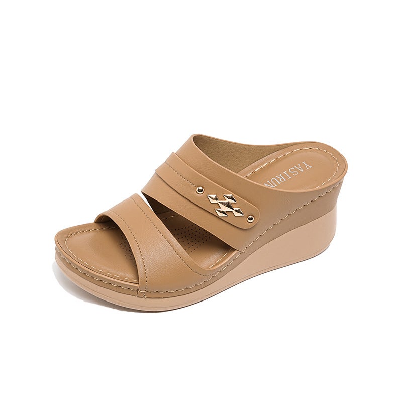 5055-7 نموذج جديد 2026 وأسلوب النساء Sandals خياطة أمي أحذية كبيرة الحجم Sandals Wedge Slippers - Image 2