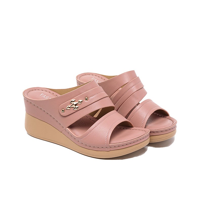 5055-7 نموذج جديد 2026 وأسلوب النساء Sandals خياطة أمي أحذية كبيرة الحجم Sandals Wedge Slippers - Image 4