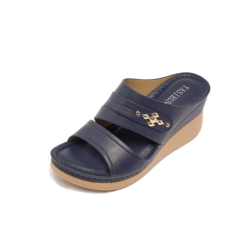 5055-7 نموذج جديد 2026 وأسلوب النساء Sandals خياطة أمي أحذية كبيرة الحجم Sandals Wedge Slippers - Image 3
