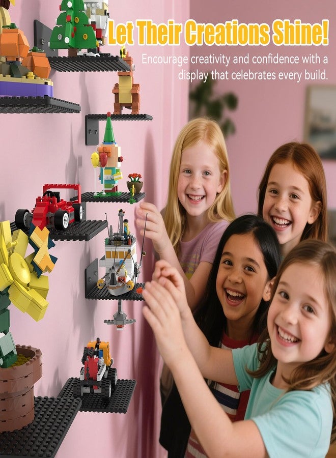 BlissBox 12-Pack Floating Shelves for Wall Compatible with Lego Building Bricks, 5x5.5inch Dual‑Sided 16x17 Studs for Toy Brick Storage and Display, ABS Display Shelves for Room Decor, Black - Image 3