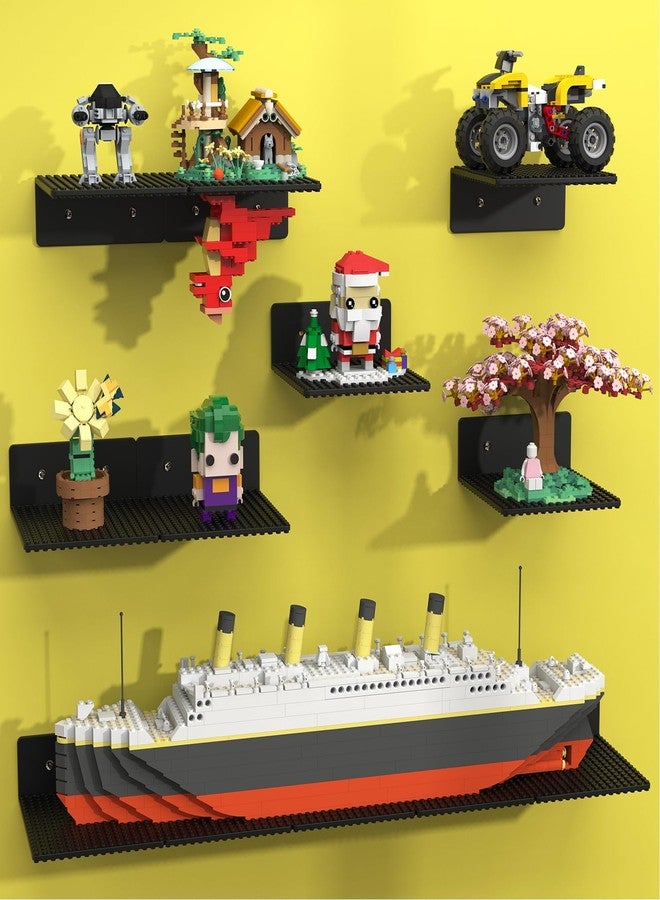 BlissBox 12-Pack Floating Shelves for Wall Compatible with Lego Building Bricks, 5x5.5inch Dual‑Sided 16x17 Studs for Toy Brick Storage and Display, ABS Display Shelves for Room Decor, Black - Image 1