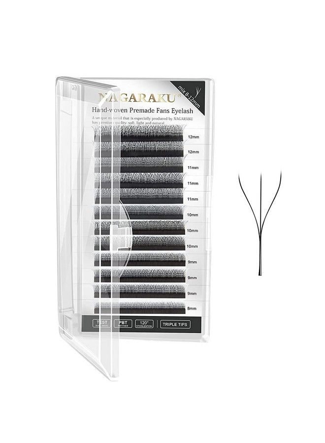 NAGARAKU W Eyelash Extension 0.07Mm / Curld 3D Volume Matte Black Premade Cluster Fans Pre Fanned Yy Eye Lashes (0.07Mm / Curl D / Mix 814Mm) - Image 1