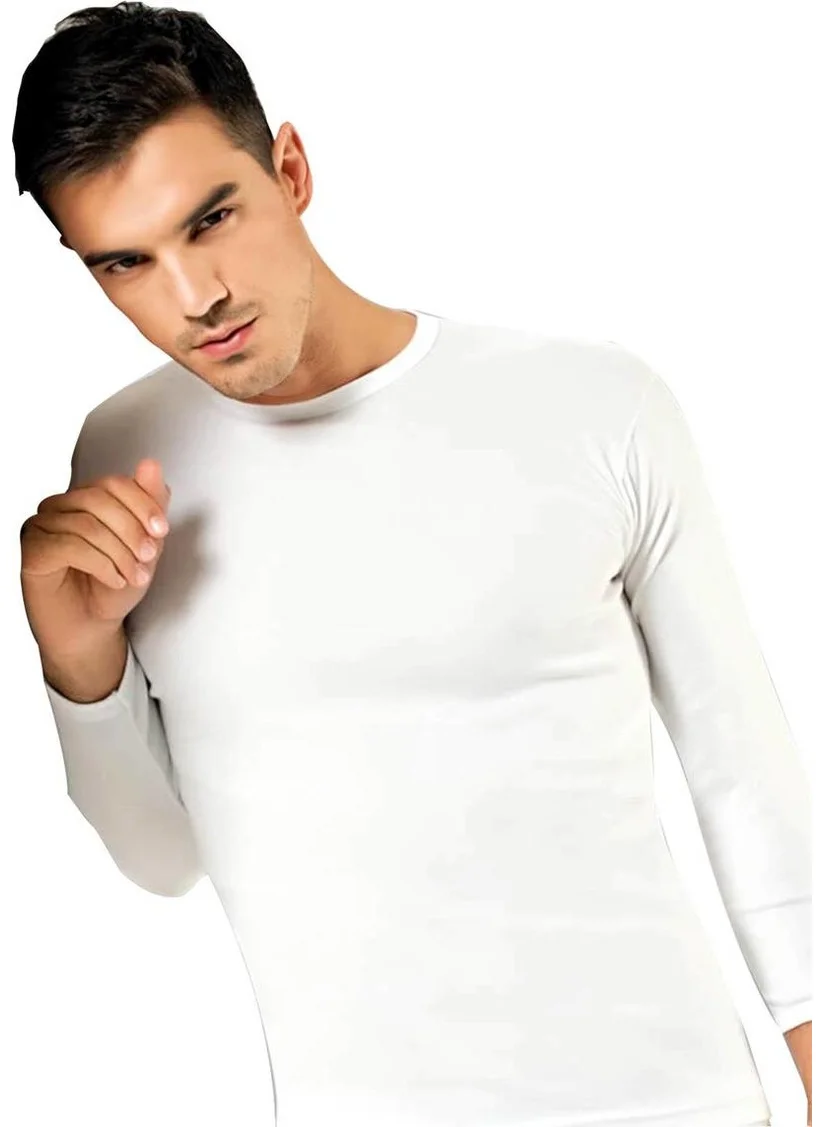 Tutku Elit Elastane Zero Collar Long Sleeve Men's Athlete 1302 | White