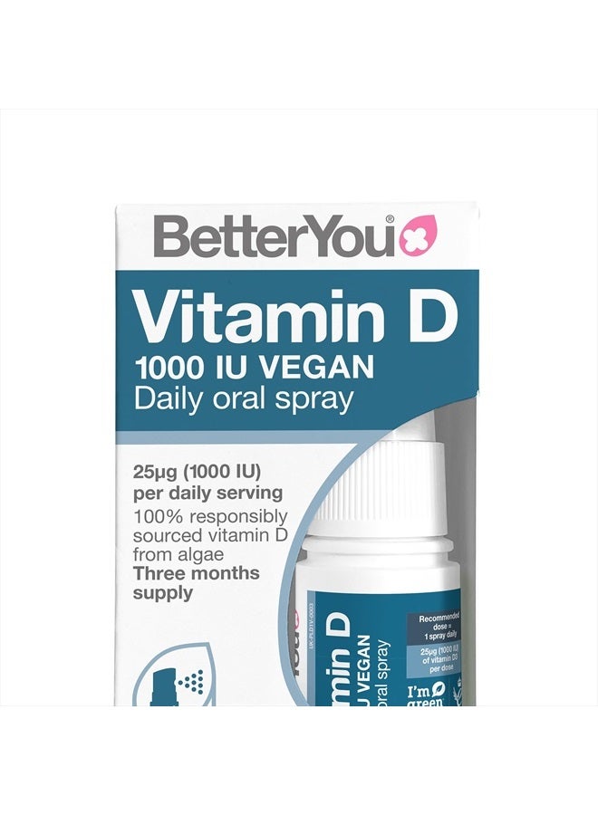 BetterYou Vitamin D 1000 IU Vegan Oral Spray - Liquid Vitamin Supplement - Vitamin Spray for Daily Vitamin D - Easy Alternative to Pills - 0.5 oz - Image 1