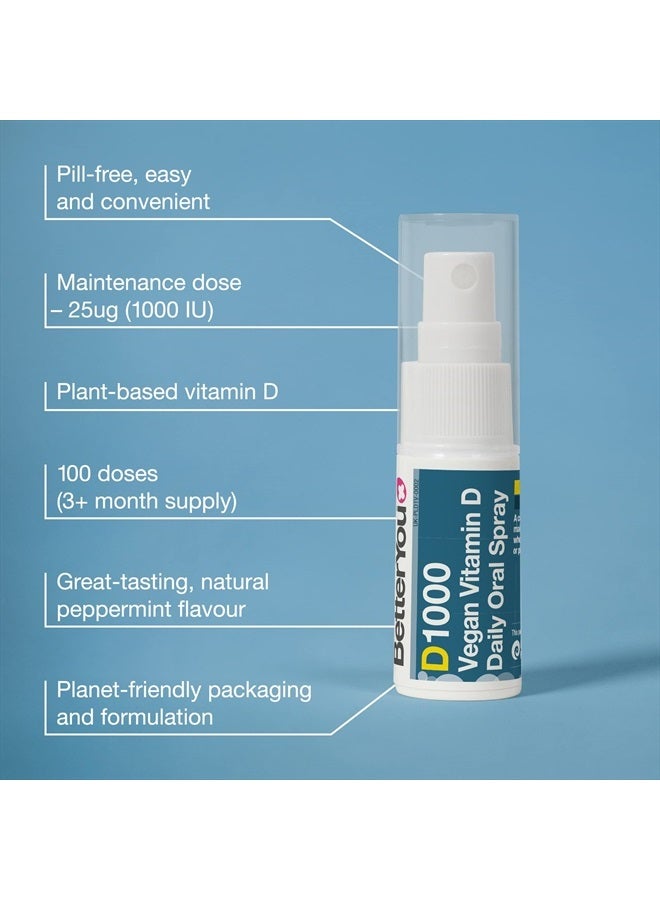 BetterYou Vitamin D 1000 IU Vegan Oral Spray - Liquid Vitamin Supplement - Vitamin Spray for Daily Vitamin D - Easy Alternative to Pills - 0.5 oz - Image 3