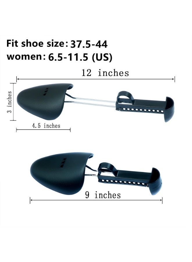 2 Pairs Adjustable Women's Shoe Trees – Spring-Loaded Plastic Shoe Stretcher & Shape Keeper, Fits US Size 6.5-11.5, Portable Heels, Flats & Sneakers Shaper, Black - Image 2