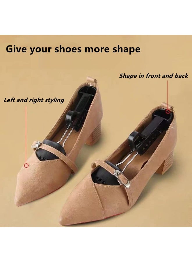 2 Pairs Adjustable Women's Shoe Trees – Spring-Loaded Plastic Shoe Stretcher & Shape Keeper, Fits US Size 6.5-11.5, Portable Heels, Flats & Sneakers Shaper, Black - Image 4