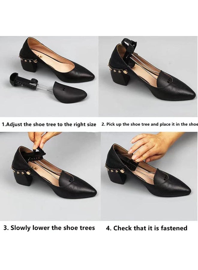2 Pairs Adjustable Women's Shoe Trees – Spring-Loaded Plastic Shoe Stretcher & Shape Keeper, Fits US Size 6.5-11.5, Portable Heels, Flats & Sneakers Shaper, Black - Image 5