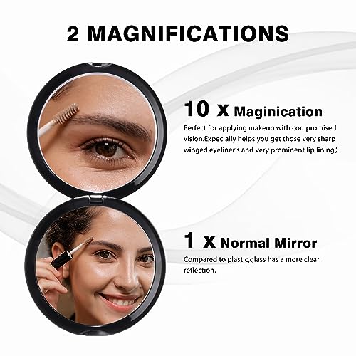 Supertina 1x and 10x Magnification Compact Mirror for Purses, Travel, Office, Distortion Free Maginfying - Image 3