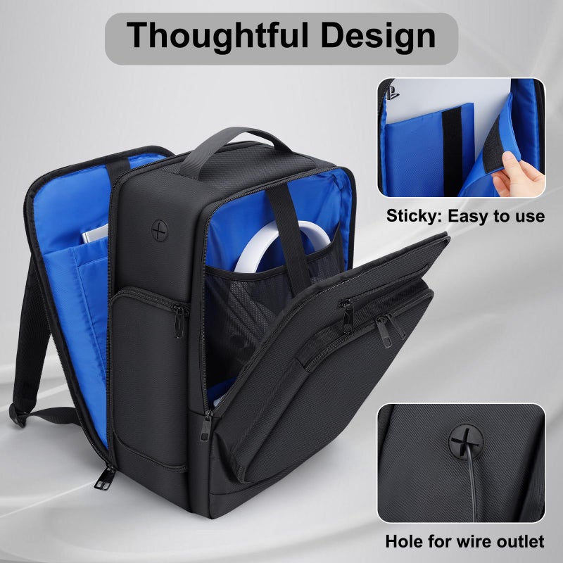 GDNasist Game Console Backpack for PS5, Protective Carrying Case Compatible with Playstation5 Console, Base, 15.6â€Laptop, Headset, PS5 Controller, Game Discs, and Gaming Accessories, Front opening - Image 3