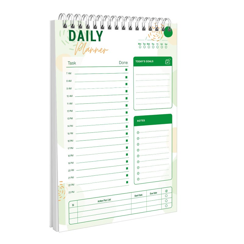 CHARMGIFTBOX To Do List Notebook Daily Planner A5 CheckList Pad 52 Sheets, 5.9" x 8.2" Daily Schedule Goal and Tasks Setting Notepad Productivity Planner, Spiral Appointment Organizers, A5-LG - Image 1