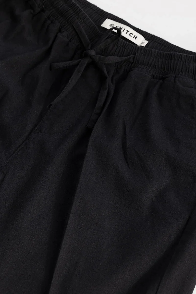 SNITCH Wafty Black Linen Trousers