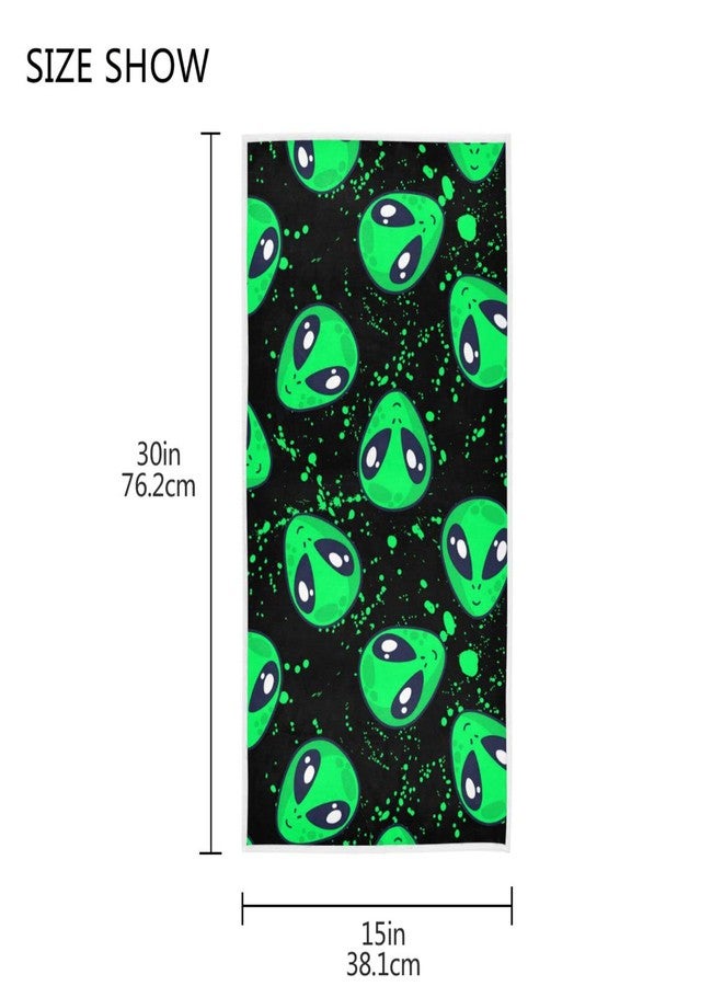 Pfrewn Alien Green Doodle Hand Bath Towels Soft Absorbent Bathroom Guest Towel Hanging Kitchen Dish Towel for Home Decor 16x30 in - Image 3