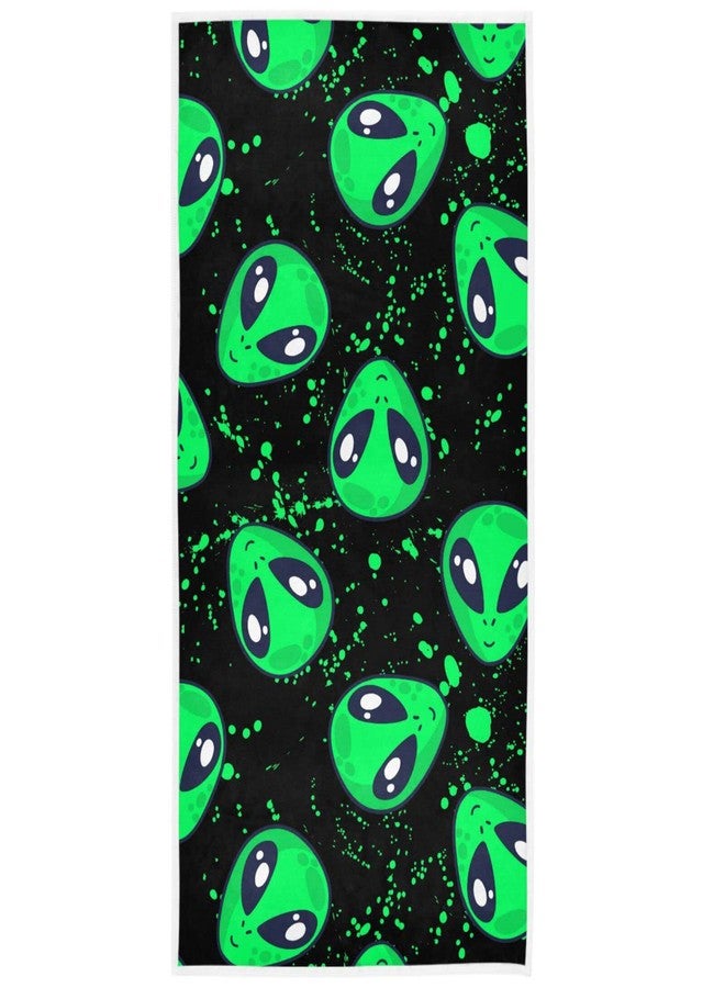 Pfrewn Alien Green Doodle Hand Bath Towels Soft Absorbent Bathroom Guest Towel Hanging Kitchen Dish Towel for Home Decor 16x30 in - Image 1