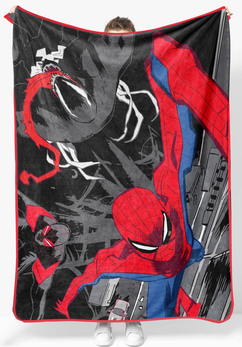 Jay Franco Plush Throw Blanket â€“ 46" x 60" Inch Kids Soft & Cozy Fleece Throw for Bedroom & Couch DÃ©cor, Official Licensed Product, Black - Spiderman - Image 1