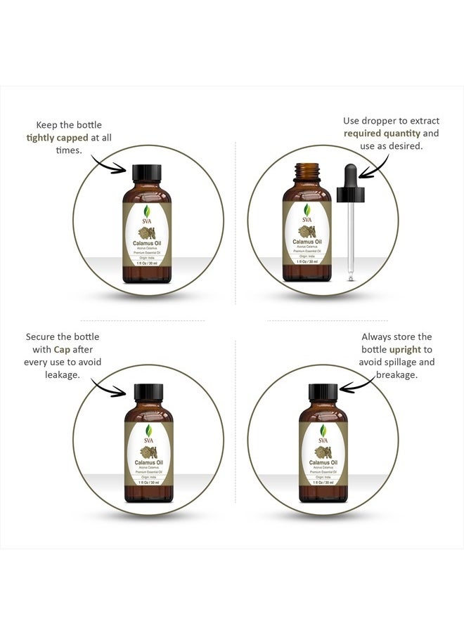 SVA Organics SVA Calamus Essential Oil 1 Oz 100% Pure Natural Premium Therapeutic Grade with Dropper for Diffuser, Aromatherapy, Skin, Hair & Massage  - Image 2
