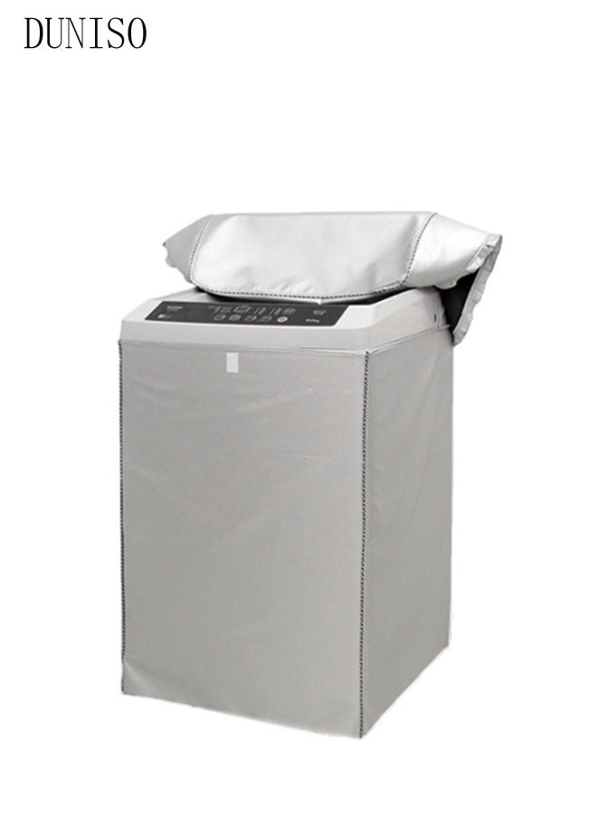 DUNISO - Top Load Washing Machine Cover,  Double-Side Silver Coated Fabric Waterproof Sunscreen Dust-Proof Cover ,Silver Coating Oxford Cloth Full-Automatic Wave Wheel Washing Machine Cover - Image 1