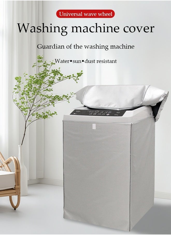 DUNISO - Top Load Washing Machine Cover,  Double-Side Silver Coated Fabric Waterproof Sunscreen Dust-Proof Cover ,Silver Coating Oxford Cloth Full-Automatic Wave Wheel Washing Machine Cover - Image 1