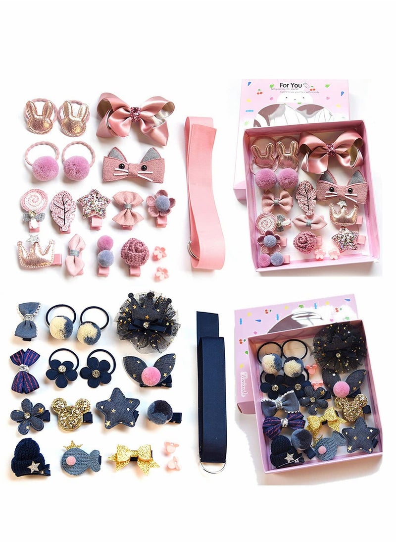 Generic - Baby Girls Hair Accessory Set with Gift Box, 36 Pack Baby Girls Hair Clips Hair Bows, Elastic Hair Bobbles Hair Accessories Ponytail Holder - Image 1