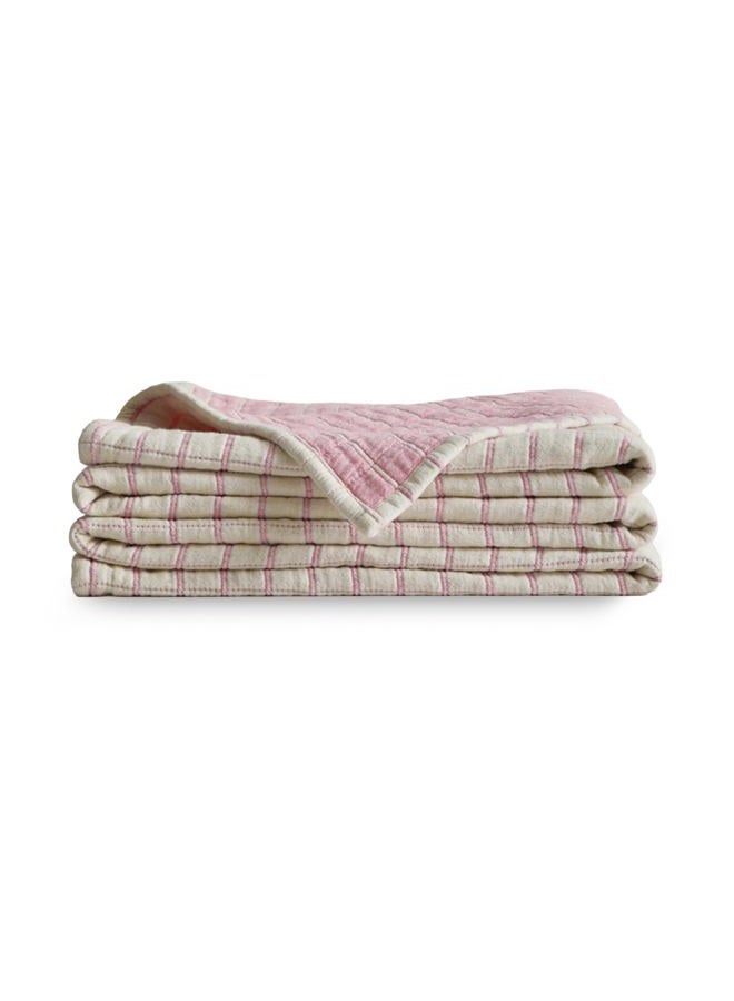 UnHide Summer Cotton Blanket -100% Cotton - Breathable and Lightweight - Cozy Throw Blanket for Outdoor Picnic, Beach, Park, and Backyard - Machine Washable - 60” x 80” - Pink - Image 1