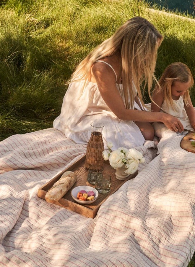 UnHide Summer Cotton Blanket -100% Cotton - Breathable and Lightweight - Cozy Throw Blanket for Outdoor Picnic, Beach, Park, and Backyard - Machine Washable - 60” x 80” - Pink - Image 5